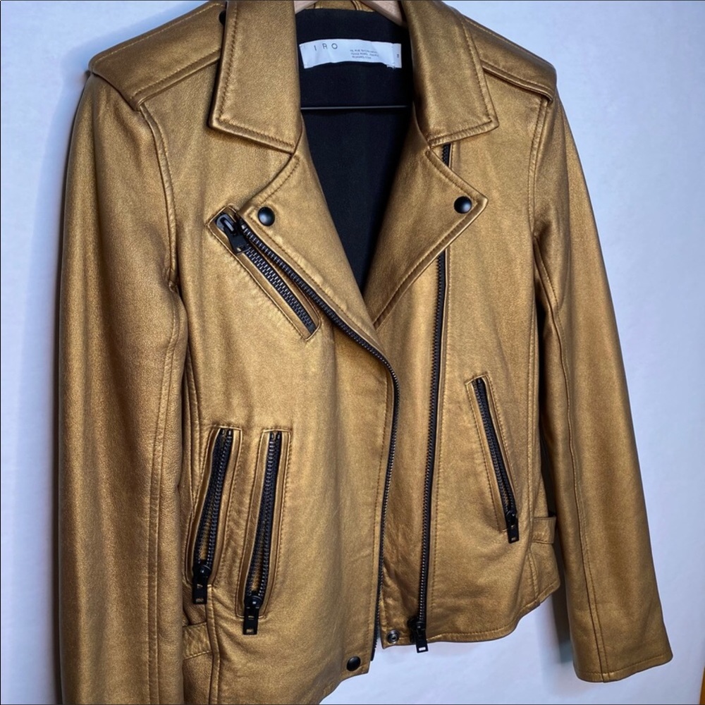 IRO Gold Metallic leather Jacket size 38 - Picture 11 of 12